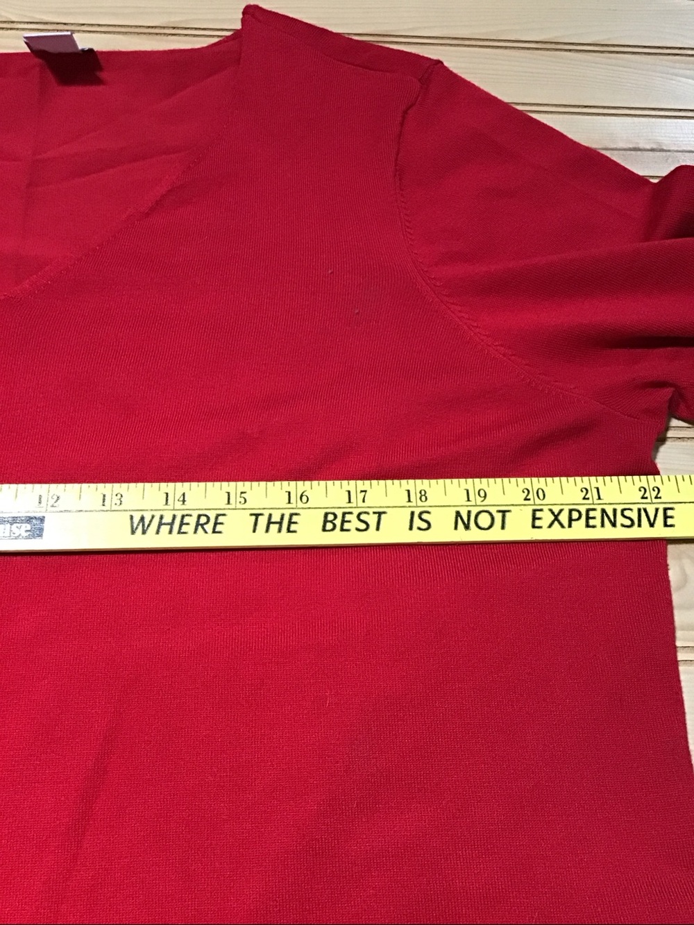 Chicos Red Caviar Silver Trim Cuff Sleeve V-Neck Long Sleeve‎ Knit Sweater Top 3 - Picture 8 of 10